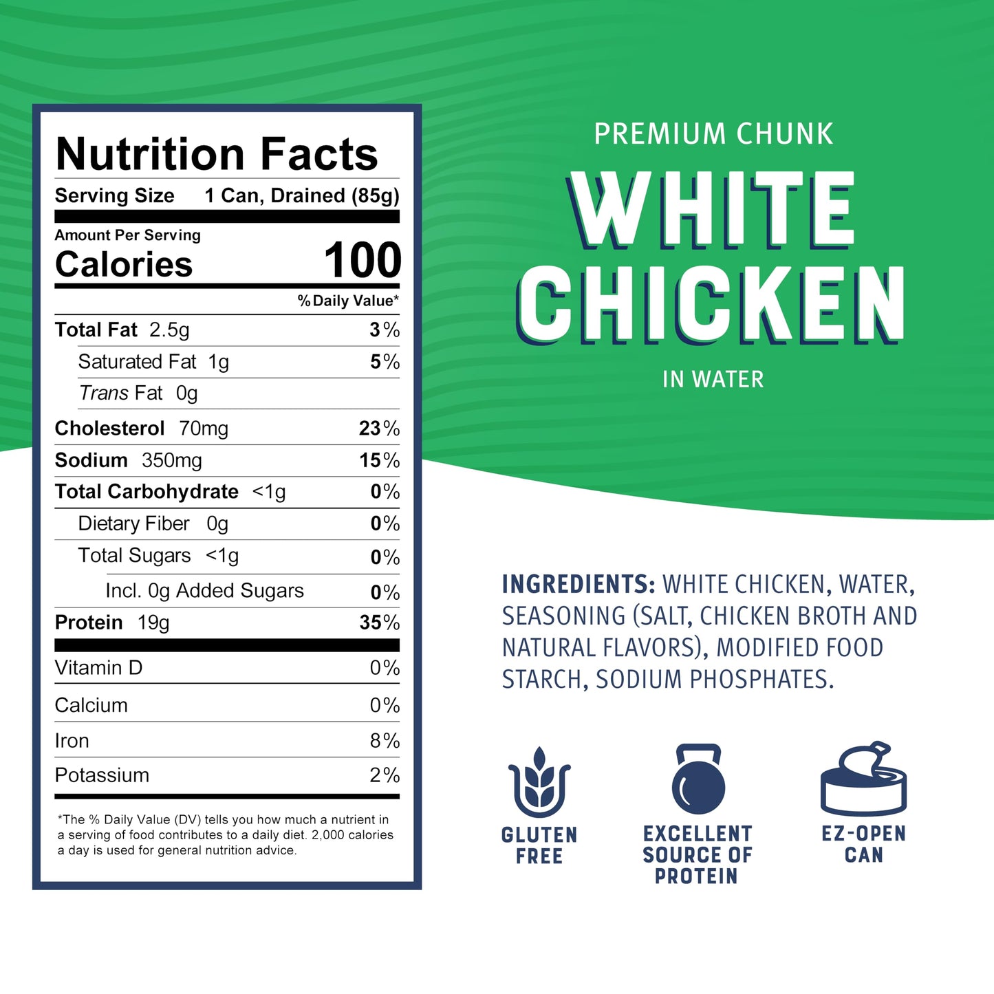 Bumble Bee Premium White Chicken Breast with Rib Meat in Water - 19g Protein per Serving - Gluten Free, Keto Friendly Canned Chicken - 5 oz (Pack of 1)