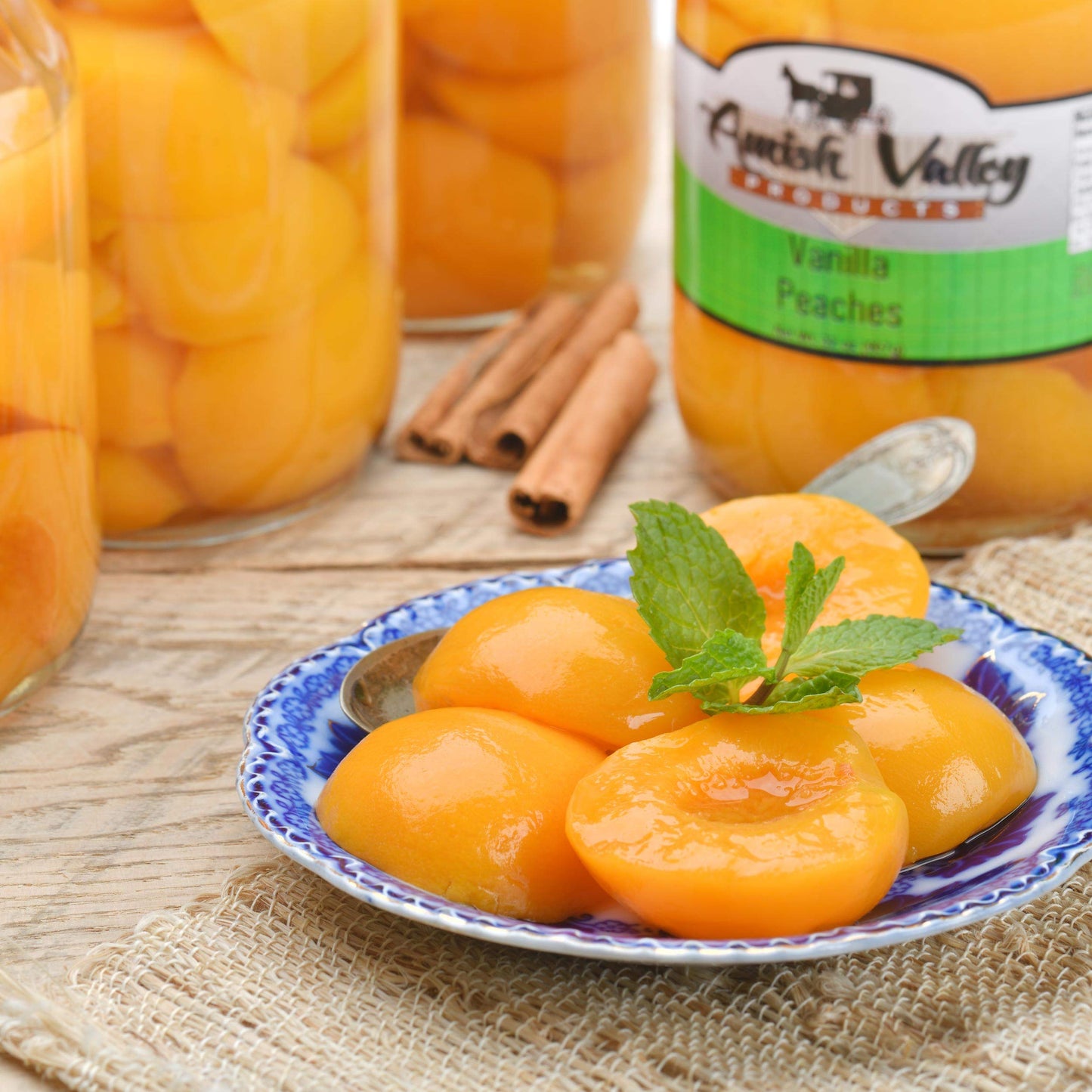 Amish Valley Products Old Fashioned VANILLA Peaches Halves Canned Jarred Peach in 32 oz Glass Jar