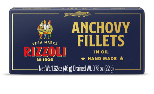 MANGIAR BENE RIZZOLI | Anchovy Fillets in Olive | Hand Made | MSC-Certified Sustainable Seafood, High Protein, Gluten Free | 1.62 Ounce (46 Gr.) (Pack of 1)