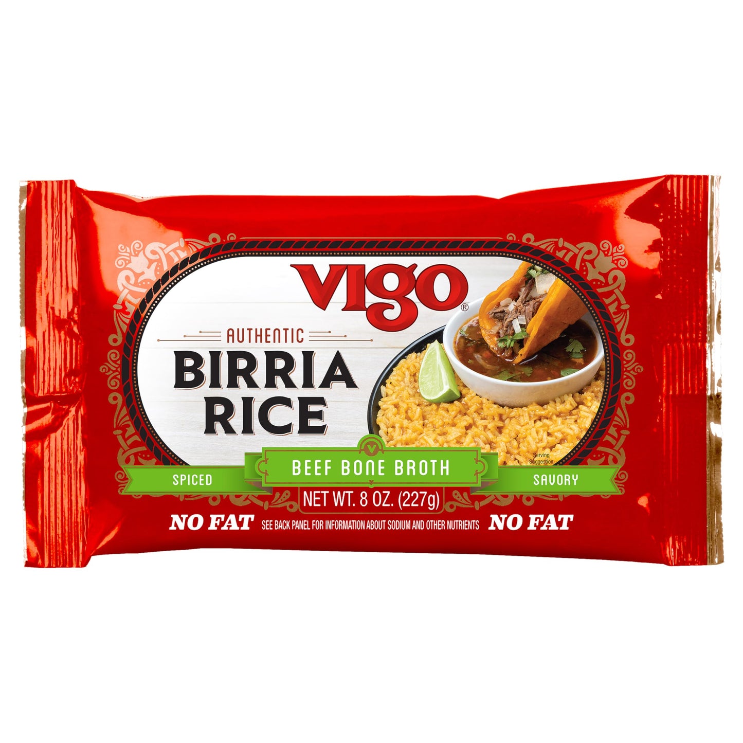 Vigo Authentic Birria Rice, Spiced & Savory, Beef Bone Broth, No Fat, 8oz (Birria, Pack of 12)