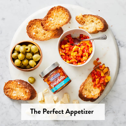 DeLallo Roasted Pepper Bruschetta Topping, 7.05 oz. Jar, (3 Pack), Made in Italy, Ready-to-Use Condiment