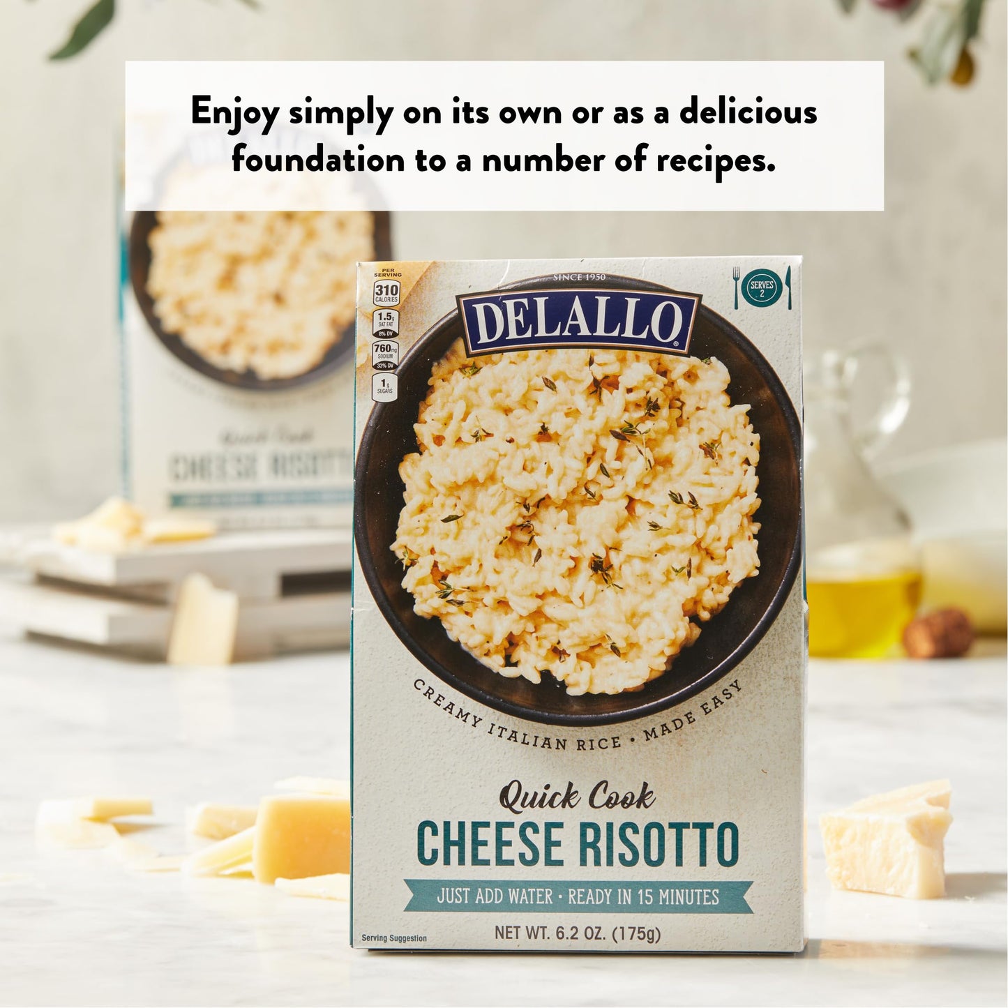 DeLallo Quick Cook Cheese Risotto Rice Mix, Made in Italy, Ready in 15 Minutes, Non-GMO, Authentic Italian Recipe, Creamy Texture, Vegetarian, (3 Pack)