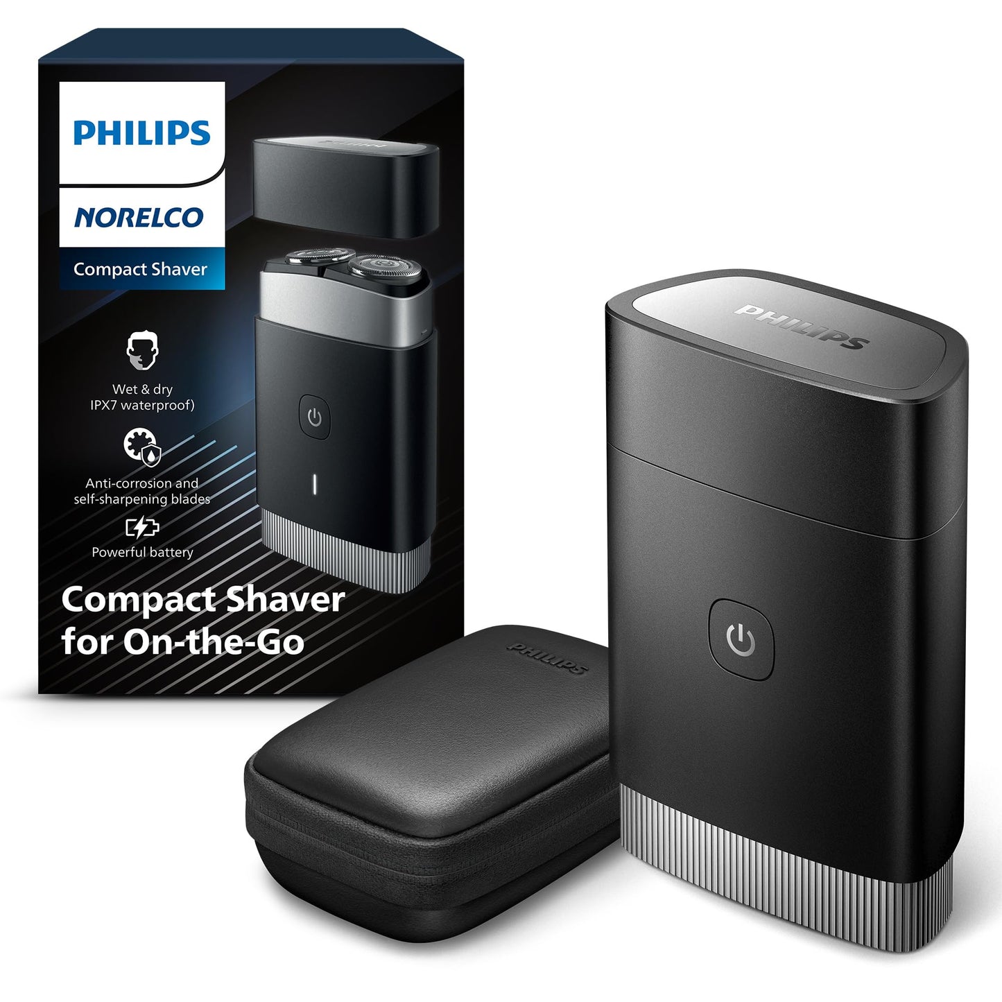 Philips Norelco Portable Shaver, On-The-Go Wet and Dry Electric Shaver, ComfortCut Blade System, 3D Floating Heads, Compact Design, Powerful Battery, Model PQ888/81