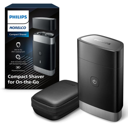 Philips Norelco Portable Shaver, On-The-Go Wet and Dry Electric Shaver, ComfortCut Blade System, 3D Floating Heads, Compact Design, Powerful Battery, Model PQ888/81