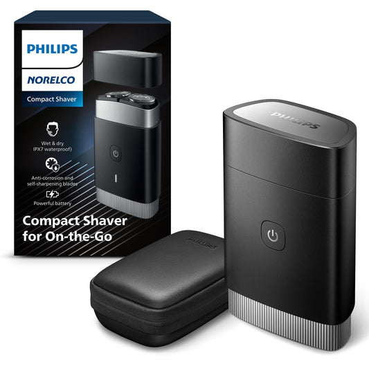 Philips Norelco Portable Shaver, On-The-Go Wet and Dry Electric Shaver, ComfortCut Blade System, 3D Floating Heads, Compact Design, Powerful Battery, Model PQ888/81