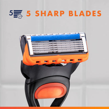 Gillette Fusion5 Razors for Men, 1 Razor, 4 Blade Refills, Lubrastrip for a More Comfortable Shave
