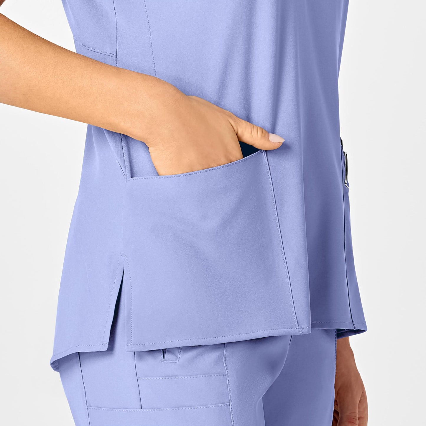 WonderWink W123 Women's Flex Back Stylized V-Neck Scrub Top, Ceil Blue, 2X
