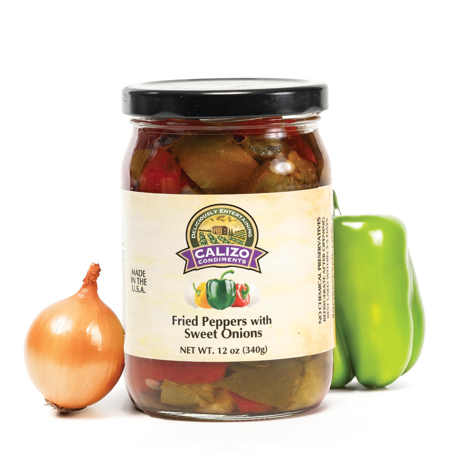 Calizo Condiments Fried Peppers & Sweet Onions 12 oz Jar – Small Batch Italian Recipe, Gourmet Topping for Sandwiches, Pasta & Meats