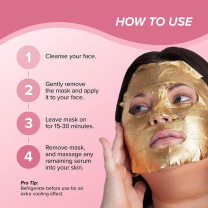 SKIN GYM Gold Foil Face Mask - With Bakuchiol and Super Hydra Complex With Sodium Hyaluronate and Amino Acids- Soothing, Anti Aging, Depuffing and Anti Wrinkle, 1 Pack