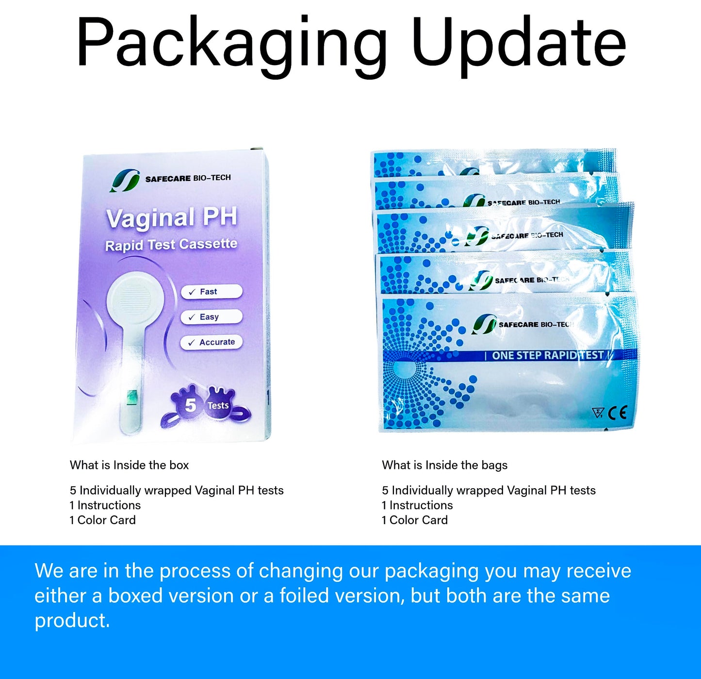 One Step Vaginal pH Bacterial Vaginosis Test Kit, 5 Test Kits, BV, Yeast Infection, Feminine Vaginal Health, pH Balance for Women, Individually Foil Wrapped