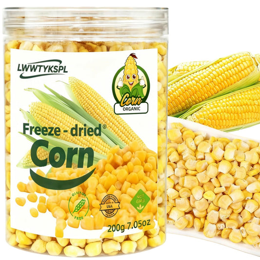 Freeze Dried Sweet Corn - 200g 7.05oz Just Corn & Nothing Else! No Sugar Added, Perfect for Salads, Soups, Stews & Trail Mix.Premium Freeze-Dried Fruits, Snack (Corn), Ready To Eat – Just Open The Lid.