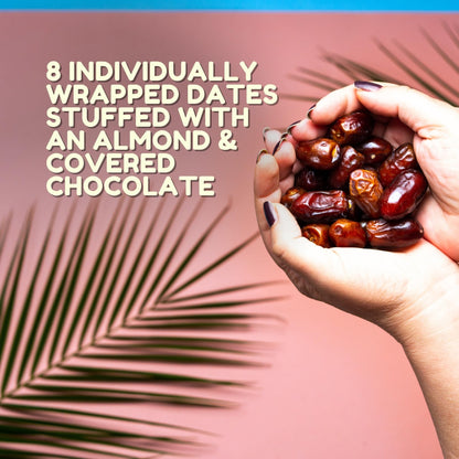 Kitchen & Love Milk Chocolate Covered Almond Stuffed Dates in a Convenient Resealable Pouch, 8 Individually Wrapped Pieces, Healthy Snack, 3.5 oz pouch (Pack of 4)