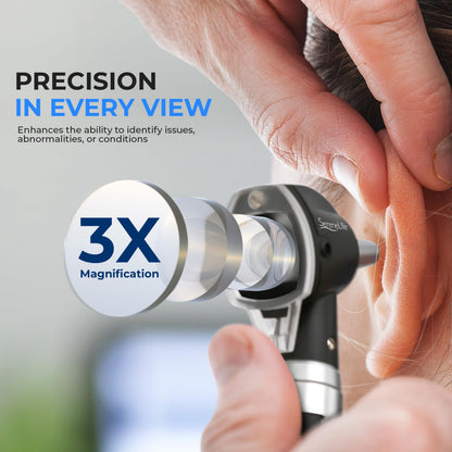 SereneLife 2-in-1 Ophthalmoscope & Otoscope Set | Perfect for Inspecting Ears, Mouth & Nose | Multi-Aperture Diaphragm Wheel & Battery Powered | Includes 4 Reusable Washable Tips | for Family & Pets