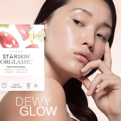 STARSKIN Orglamic Pink Cactus 2-Step Sheet Mask 1x25g, Hydrating & Firming Face Mask for all Skin Types, Revitalizing and Nourishing with Tumeric and Camellia Oil, K Beauty Skincare