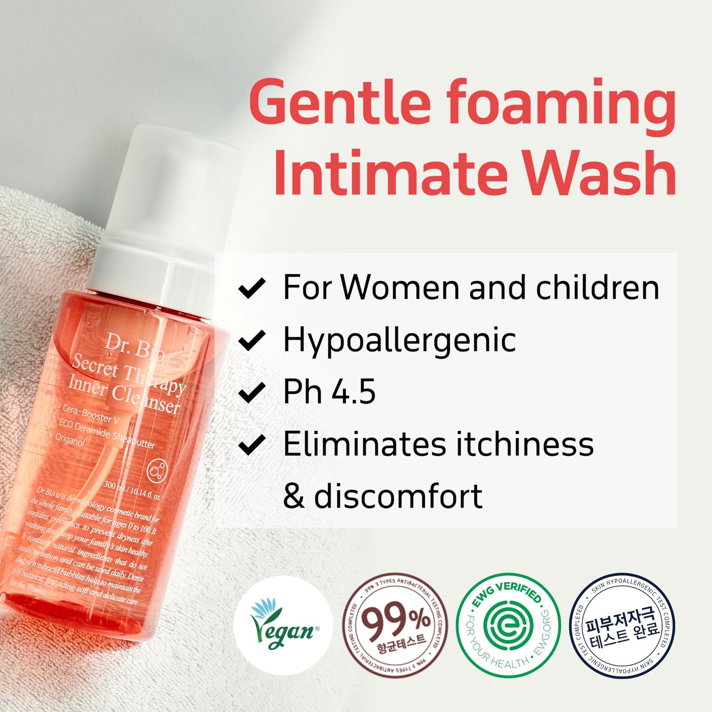 Secret Therapy Feminine Foaming Wash, pH-Balanced Feminine Wash with Probiotics, Hygienic Intimate Care, Hypoallergenic, Vegan, Fragrance-Free, Mild Gentle Hydrating Cleanser for All Skin Types