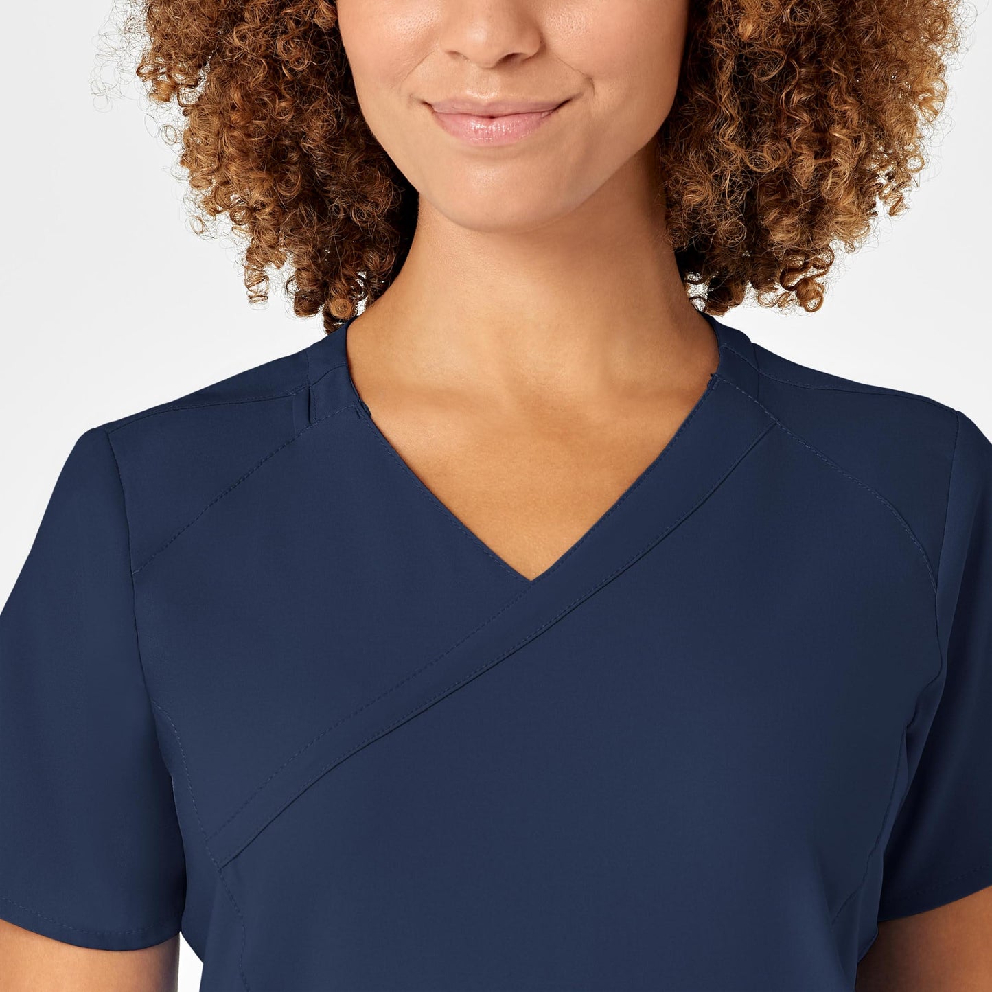 WonderWink Women's Plus-Size Women's Mock Wrap Top Shirt, Navy, 4-XLarge