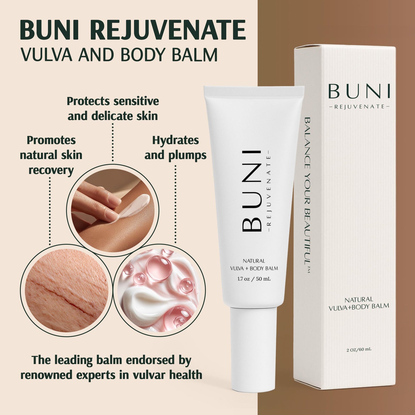 Premium Vulva & Body Balm – Airless Pump Moisturizer for Delicate Skin - Hydrating & Nourishing – Made in USA - OB/GYN Approved