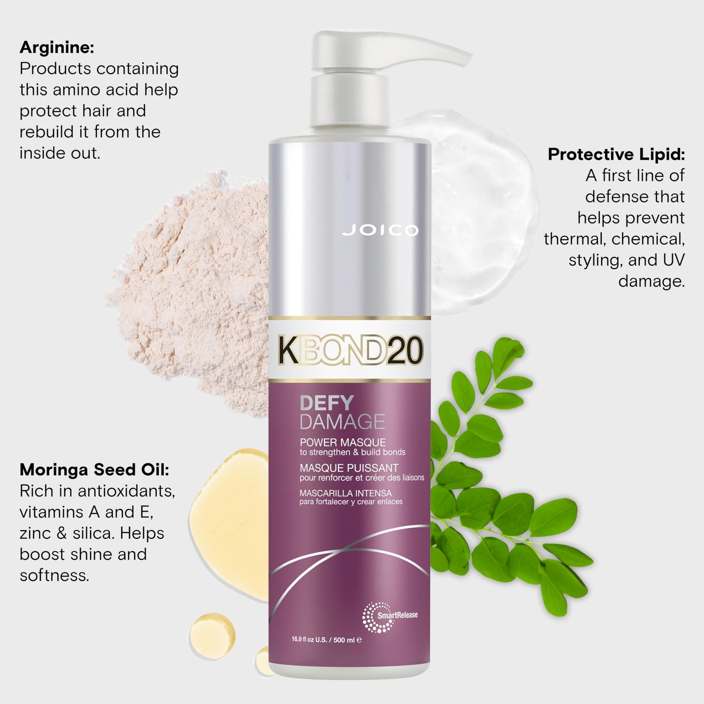 Joico Defy Damage KBOND20 Power Masque | For Stronger, Hydrated Hair | Color-Safe | Rebuild & Protect Bonds | Paraben-Free | Animal-Test Free Formula