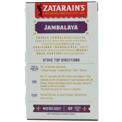 Zatarain's Rice Mix, Jambalaya, Long Grain Rice with Onions, Bell Peppers, Garlic, Paprika, and Red Peppers, Just Add Meat for Easy-Prep, New Orleans Style Rice Meal, 8 oz