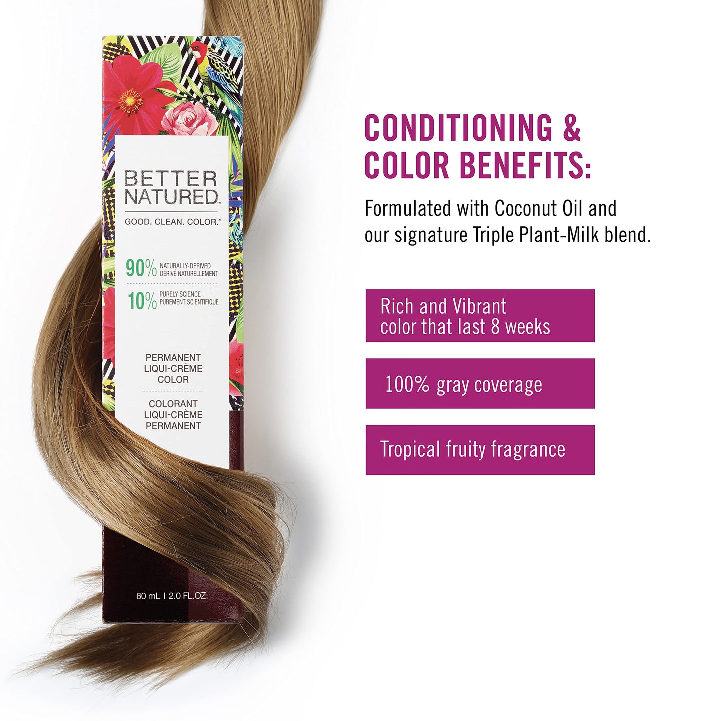 Better Natured Permanent 8BA Blue Ash Blonde Hair Color Dye - Naturally-derived, Vegan & 100% Gray Coverage that Lasts up to 8 Weeks