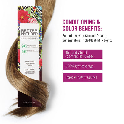 Better Natured Permanent 8BA Blue Ash Blonde Hair Color Dye - Naturally-derived, Vegan & 100% Gray Coverage that Lasts up to 8 Weeks