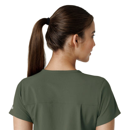 Carhartt Scrubs for Women Force Cross-Flex Tuck-in V-Neck Tops with 1 Pocket Olive
