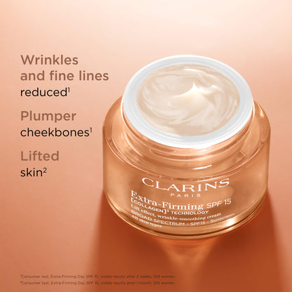 Clarins NEW Extra-Firming Day Moisturizer SPF 15 | Firming Anti Aging Face Cream | Contains Collagen Polypeptide & Niacinamide | UVA/UVB Protection | All Skin Types