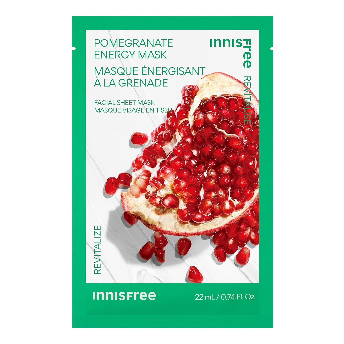 innisfree Pomegranate Energy Mask, Korean Sheet Mask with Hydrating Serum for Soothing, Brightening, and Glowing Skin Care Routine
