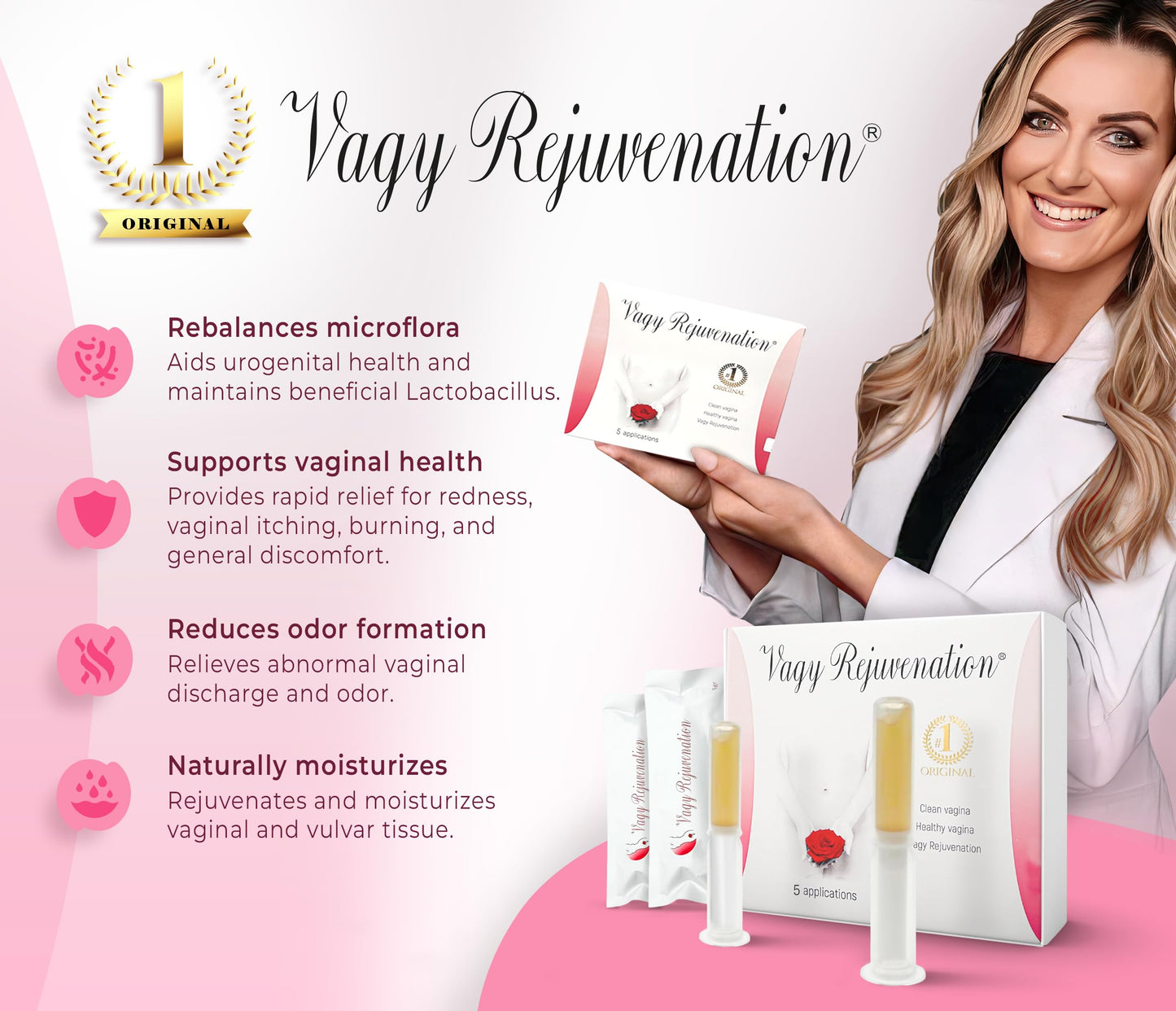 Vagy Rejuvenation Herbal Gels - Application Vaginal Treatment - Natural Moisturizer for Dryness Treatment - Helps Vaginal pH Balance - Botanical Gel for Menopausal Women (5 Apl)