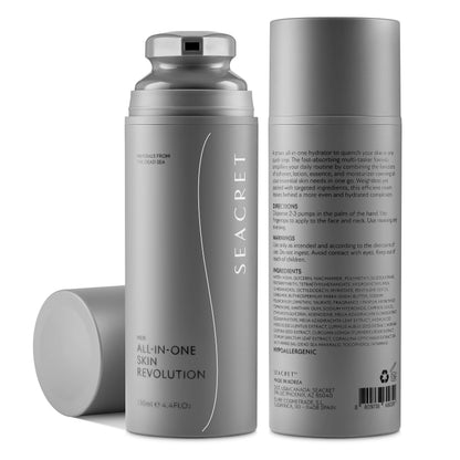 SEACRET Men’s All-in-One Face Moisturizer & Aftershave - 4-Month Supply, Anti-Aging Cream with Niacinamide & Adenosine, Non-Greasy Daily Hydration for Sensitive Skin, 4.4 fl oz