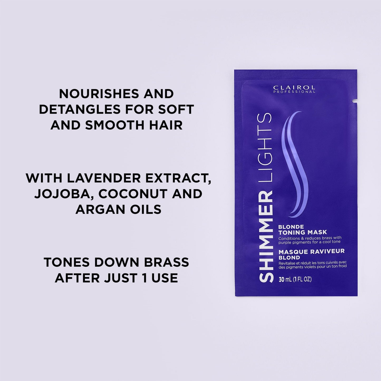 Clairol Professional Shimmer Lights Violet Toning Mask for Neutralizing Brassy Tones with Refreshing Blonde Hair Results