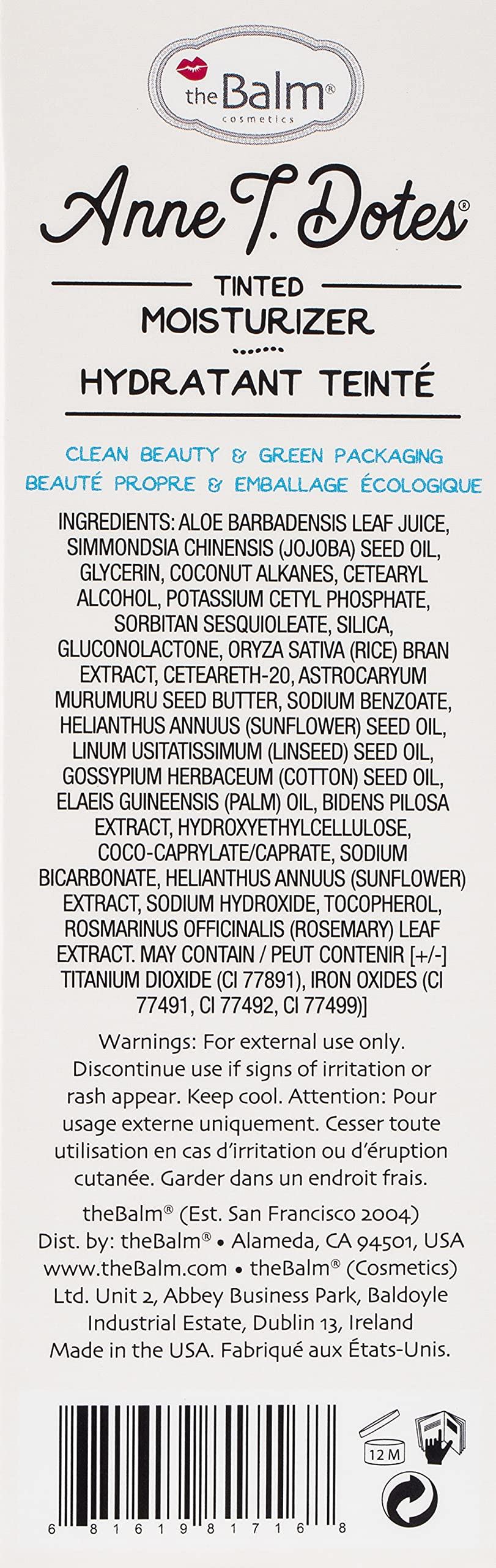theBalm Anne T. Dotes Tinted Moisturizer, 10 (For Very Fair Skin), 1 fl. oz.,7168