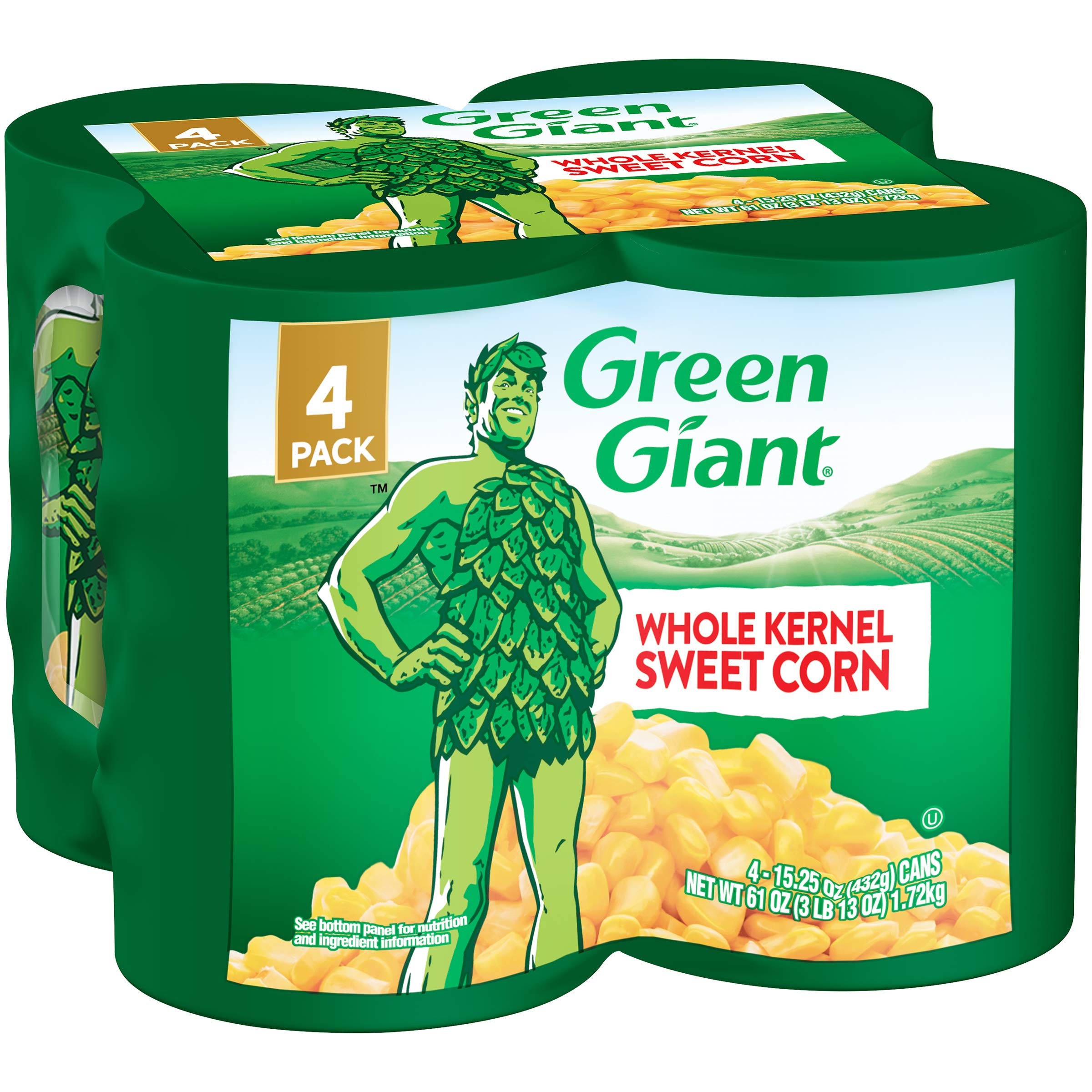Green Giant Whole Kernel Sweet Corn, 4 Pack of 15.25 Ounce Cans ...