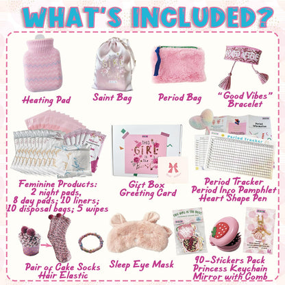 First Period Kit for Girls 9-12 | 50 PC MultipieYo Teen Preteen Tween Period Starter Kit for Girls 10-12 | 1st Period Gifts | Period Packs for Young Girls First Time