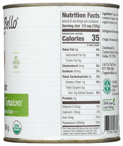 ORGANICO BELLO Organic Premium Chopped Tomatoes, 28 OZ