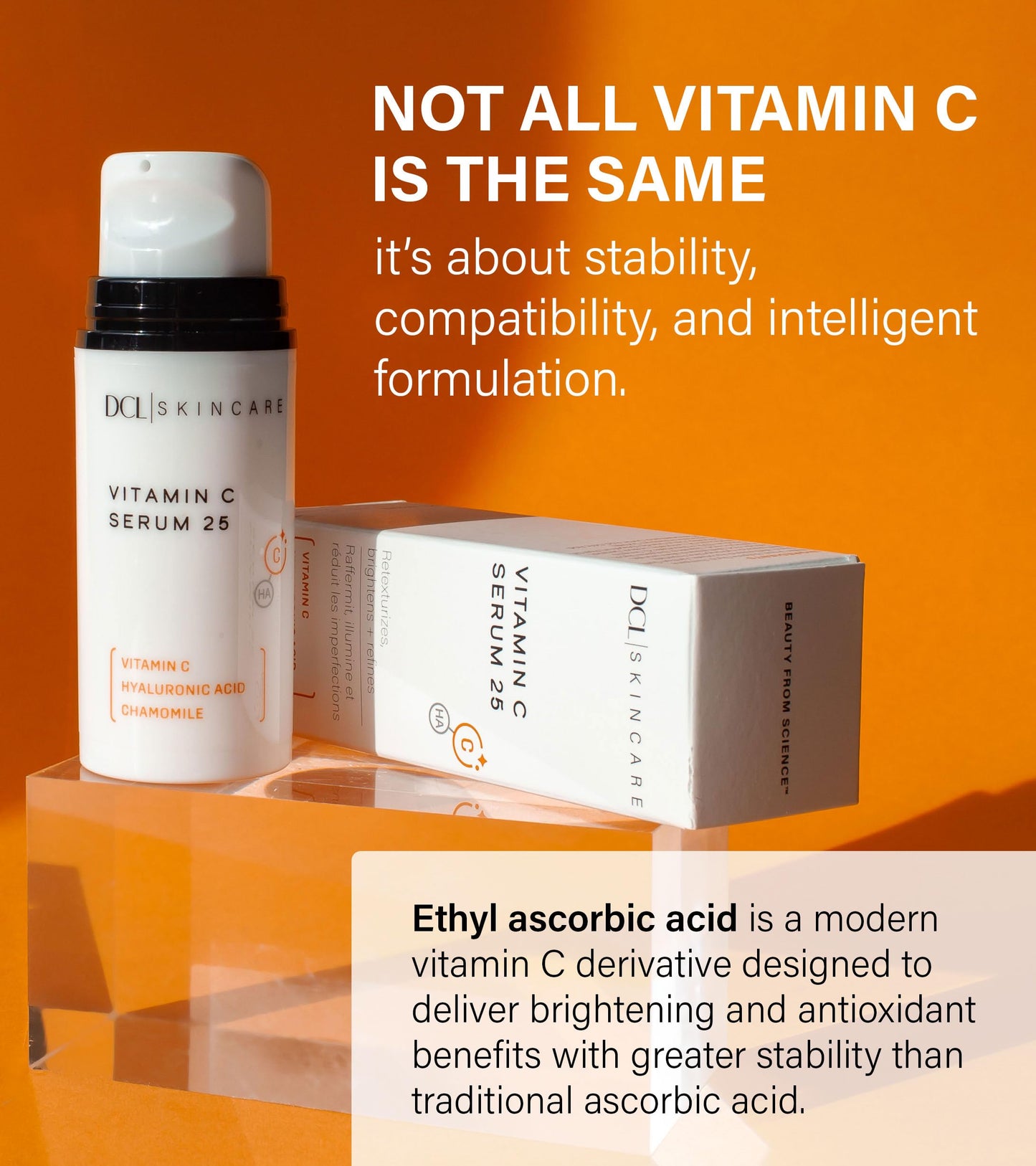 DCL Skincare Vitamin C Serum 25 with Ethyl Ascorbic Acid & Hyaluronic Acid, 1 fl oz