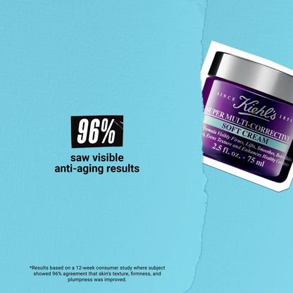 Kiehl's Super Multi-Corrective Soft Cream, Anti-aging Face Moisturizer for Oily/Combination & Sensitive Skin, Restores Firmness, Improves Elasticity, Reduces Fine Lines with Proxylane & Adenosine