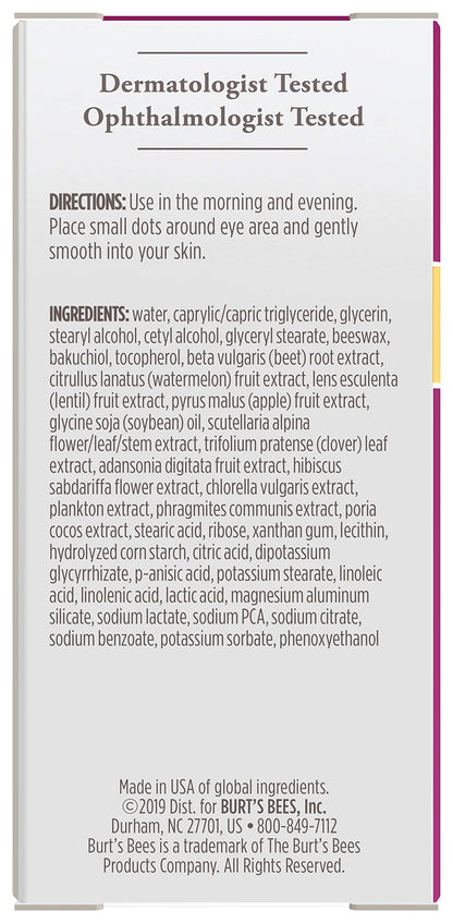 Burt's Bees Renewal Smoothing Eye Cream, Firming Eye Cream, Hibiscus 0.58 Ounce