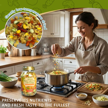 24Oz Mixed Ramen Toppings Dehydrated Soup, 700g All Natural Vegetable, 8 Freeze Dried Veggies for Noodles & Miso Soups, Camping, and Emergency Food,Plant-Based Dry Vegetable Flakes, No Additives- Clean Label,Vegan, Quick Prep