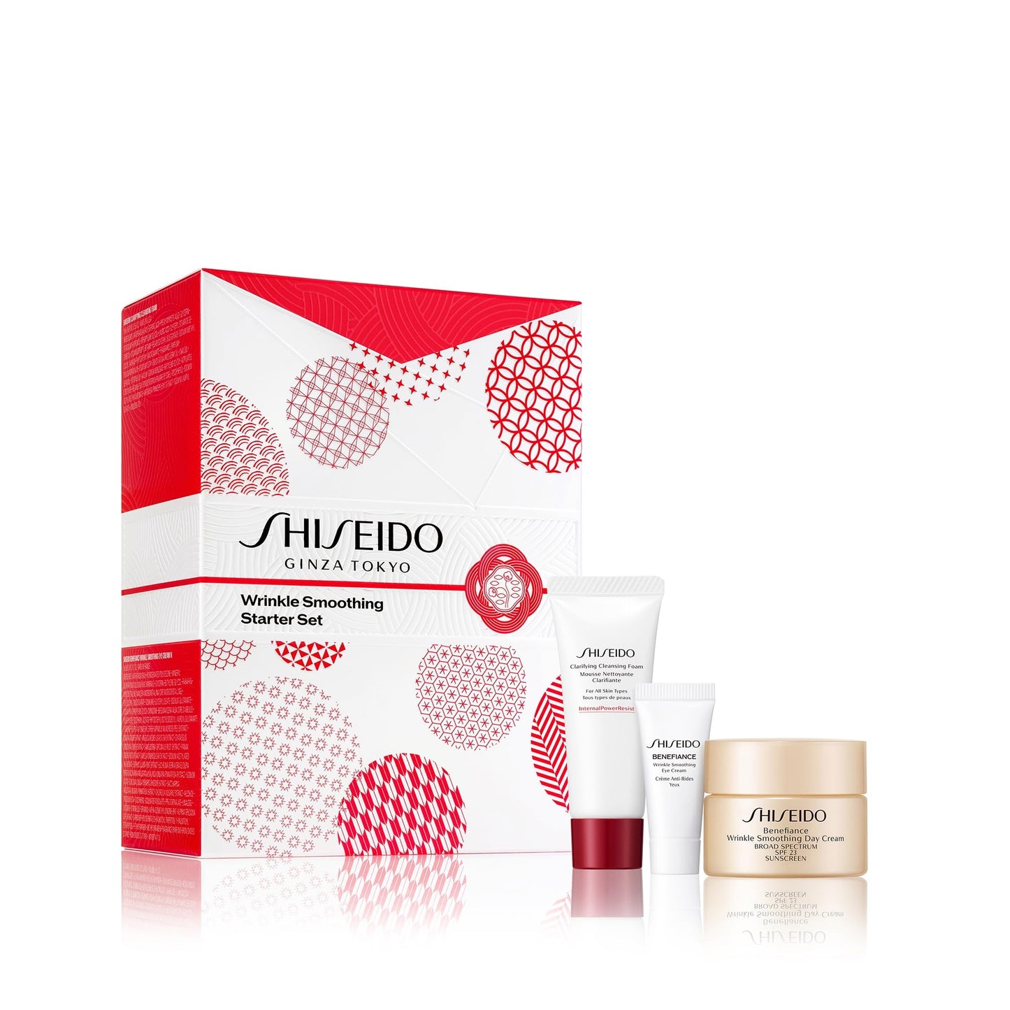 Shiseido Wrinkle Smoothing Starter Set - Benefiance Day Cream SPF 23 (30mL), Clarifying Cleansing Foam (15mL) & Eye Cream (15mL)