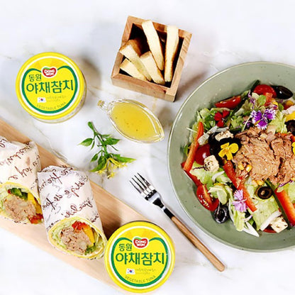 Dong-Won Korean Tuna Can with Vegetables 90g x 5 - Canned Tuna in Water for Gimbab, Pasta, Salads & Sandwiches - Ready-to-Eat Tuna Fish, Protein & Fiber Rich - Long Shelf Life, Convenient Groceries