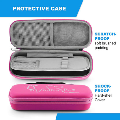 Primacare KB-9297-PK Pink Stethoscope Case Compatible with 3M Littmann Classic III, Lightweight II S.E, Supplies NOT Included, Multiple Compartments for Medical Supplies, Portable and Lightweight