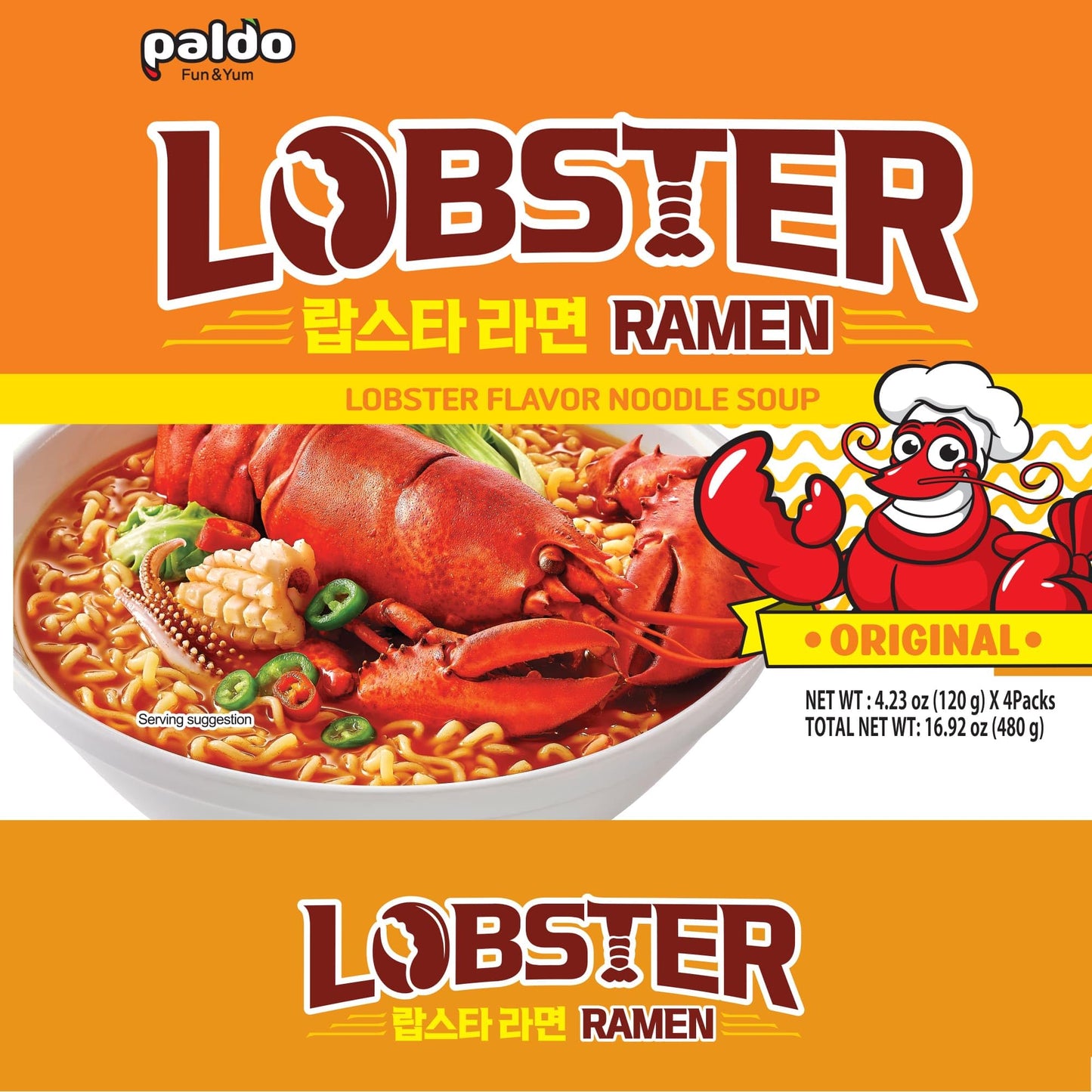 Paldo, Instant Bowl Noodles, Lobster Flavour, 110g 3.88 oz (Pack of 2)