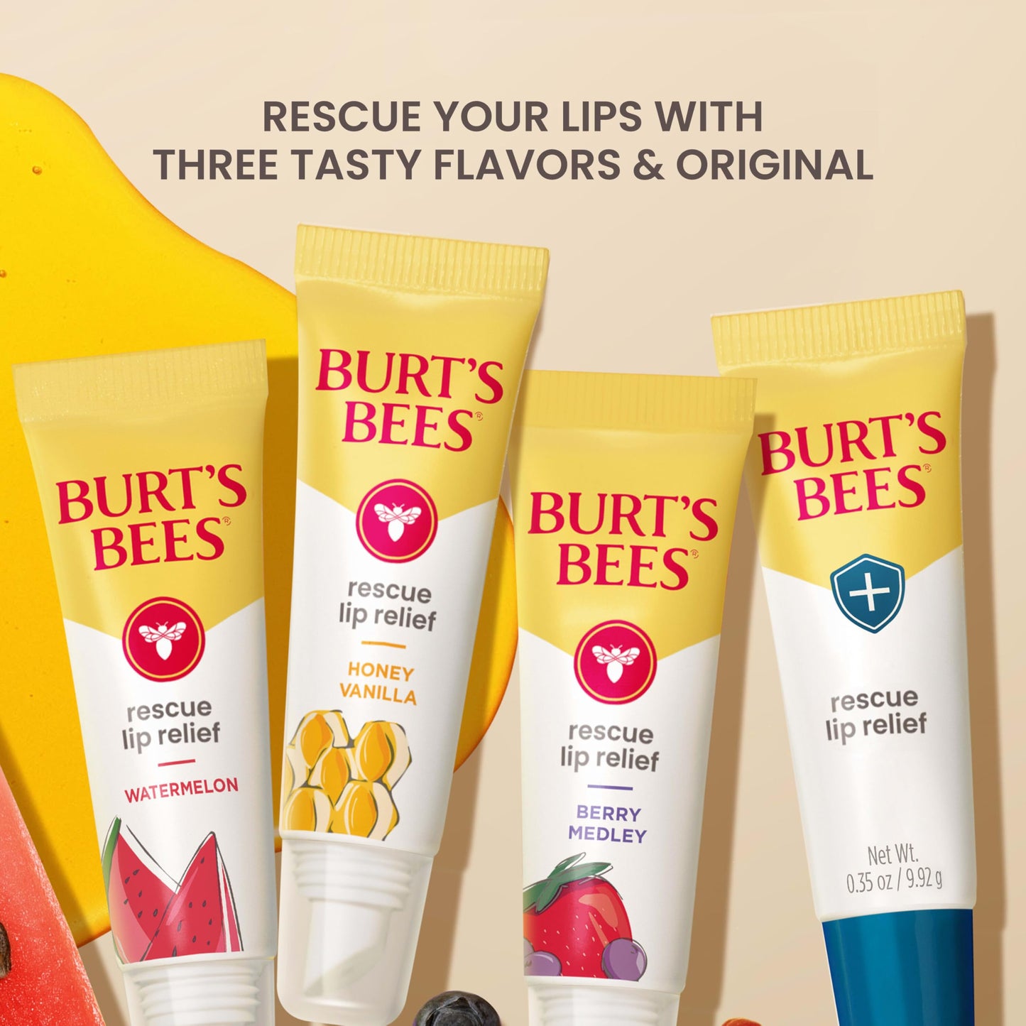 Burt’s Bees Rescue Lip Relief with Shea Butter and Echinacea, 100% Natural Origin, 0.35 Ounces(Pack May Vary)