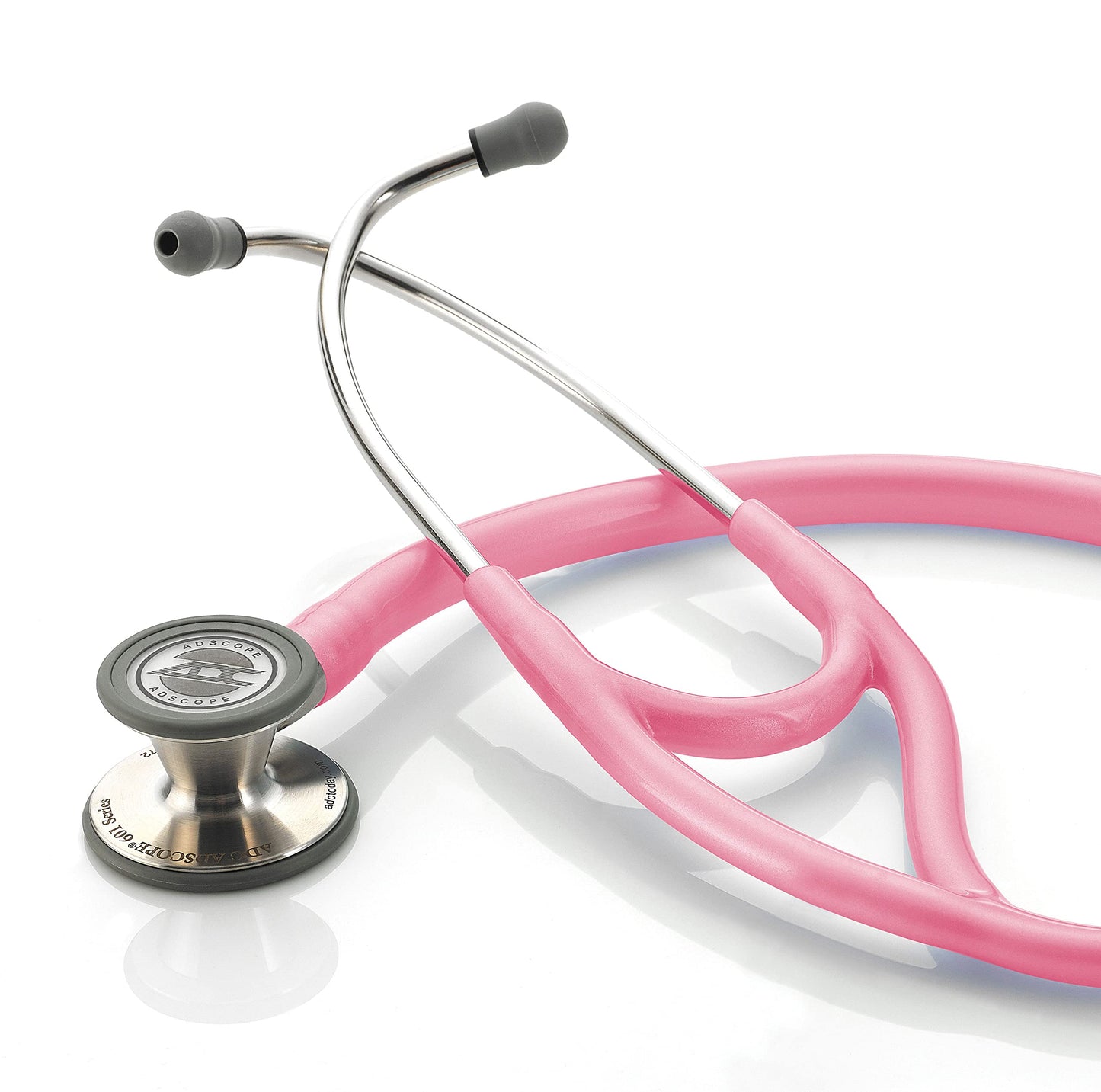 ADC Adscope 601 Convertible Cardiology Stethoscope with Tunable AFD Technology, Adult Diaphragm and Adult Bell or Pediatric Diaphragm, 28 inch Length, Breast Cancer Awareness Metallic Pink