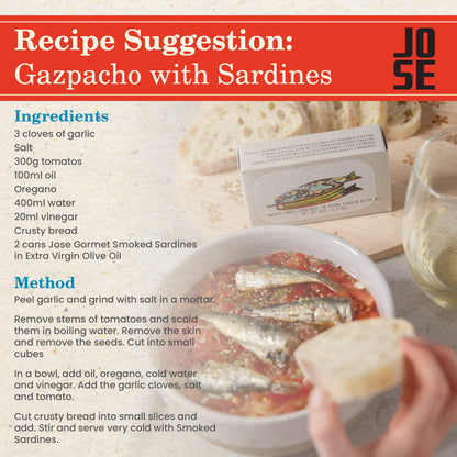 Smoked Small Sardines in Extra Virgin Olive Oil by Jose Gourmet, Wild Caught Portuguese Sardines, Canned Fish in Olive Oil, Omega 3, Fair Trade, 125g Can, Pack of 3