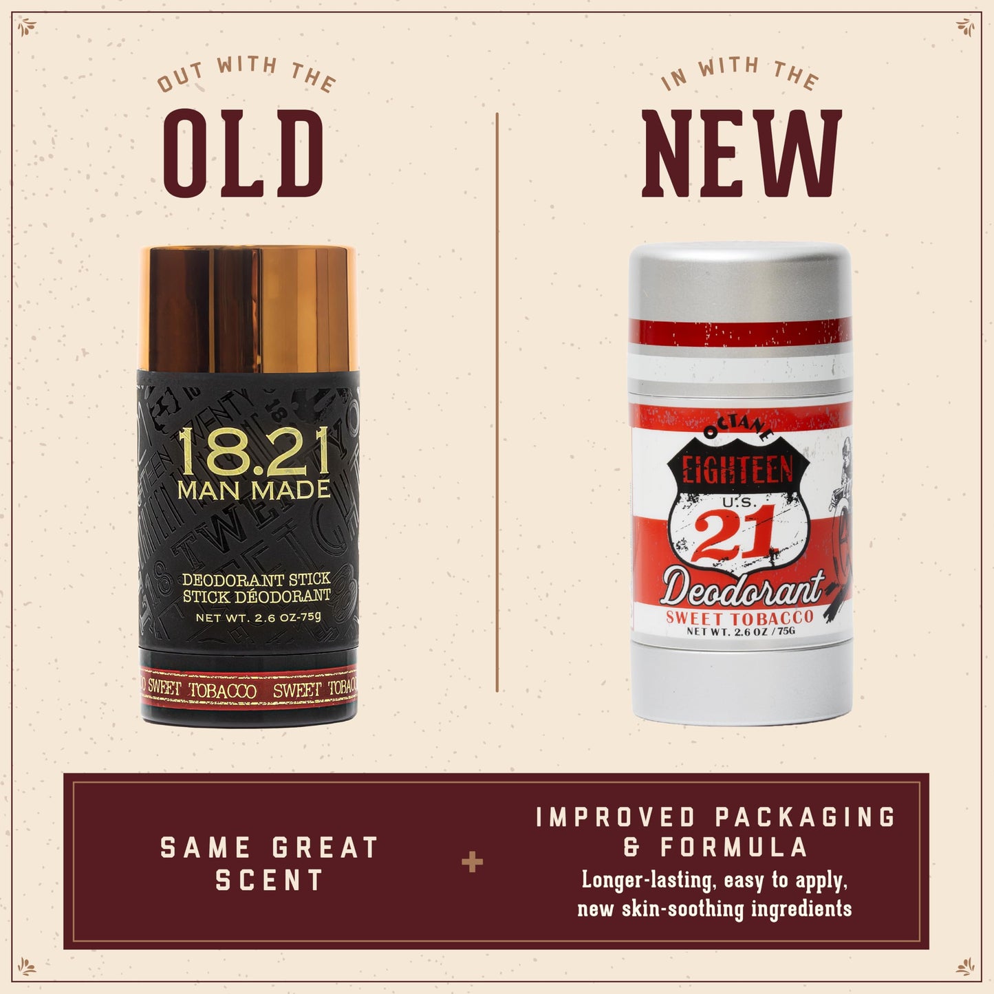 18.21 Man Made Long-Lasting Deodorant for Men, All-Day Protection, Odor Control, and Skin-Soothing Formula with a Bold, Masculine Scent