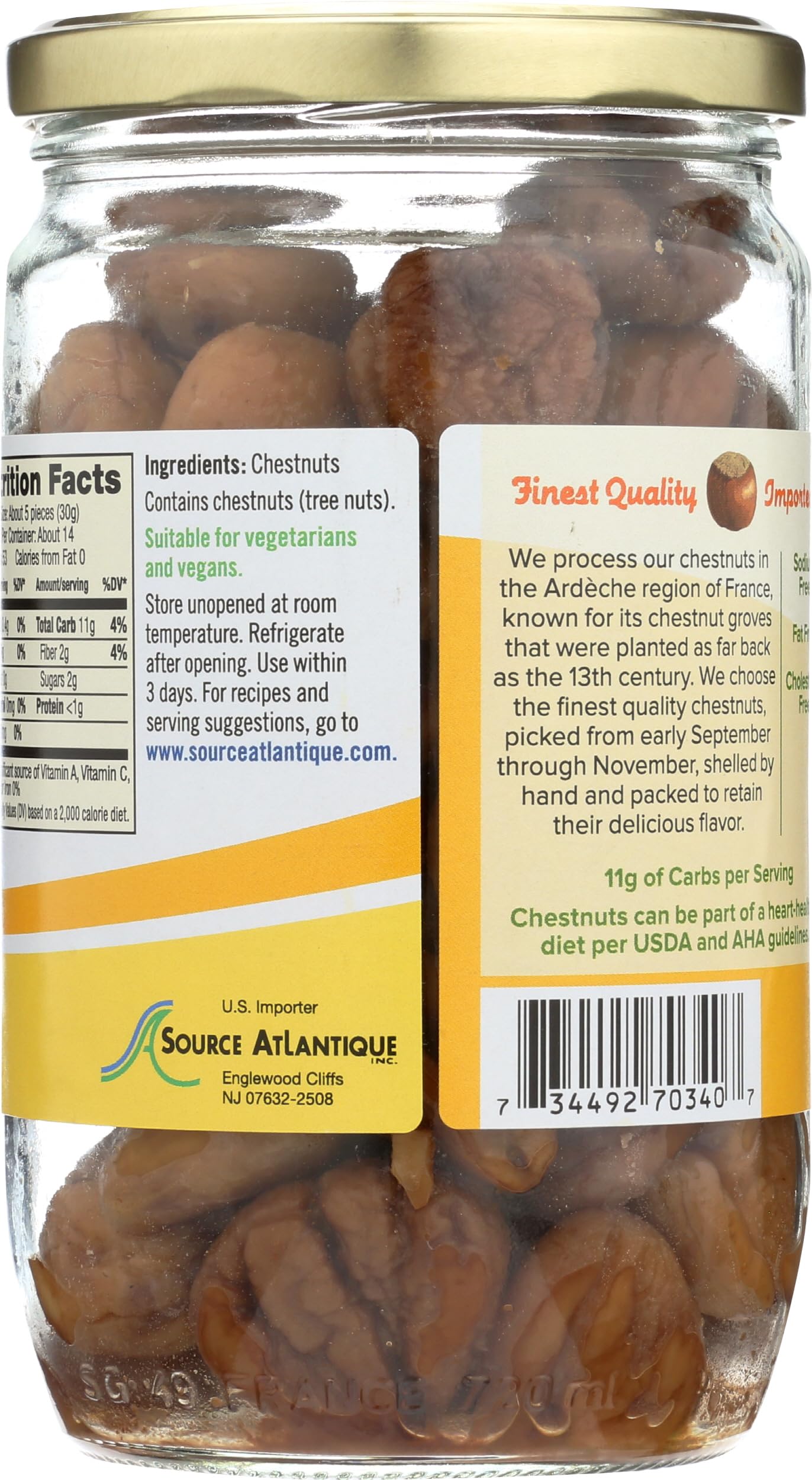 LA FORESTIERE Whole Roasted Chestnuts, 14.8 OZ