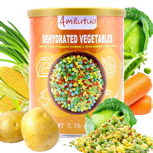 Dried Ramen Toppings, 220G/7.76OZ Dehydrated Vegetables, Natural Freeze Dried Vegetables, Carrots, Cabbage, Onions, Potatoes, Corn, Peas for Noodles, Pizza, Rice