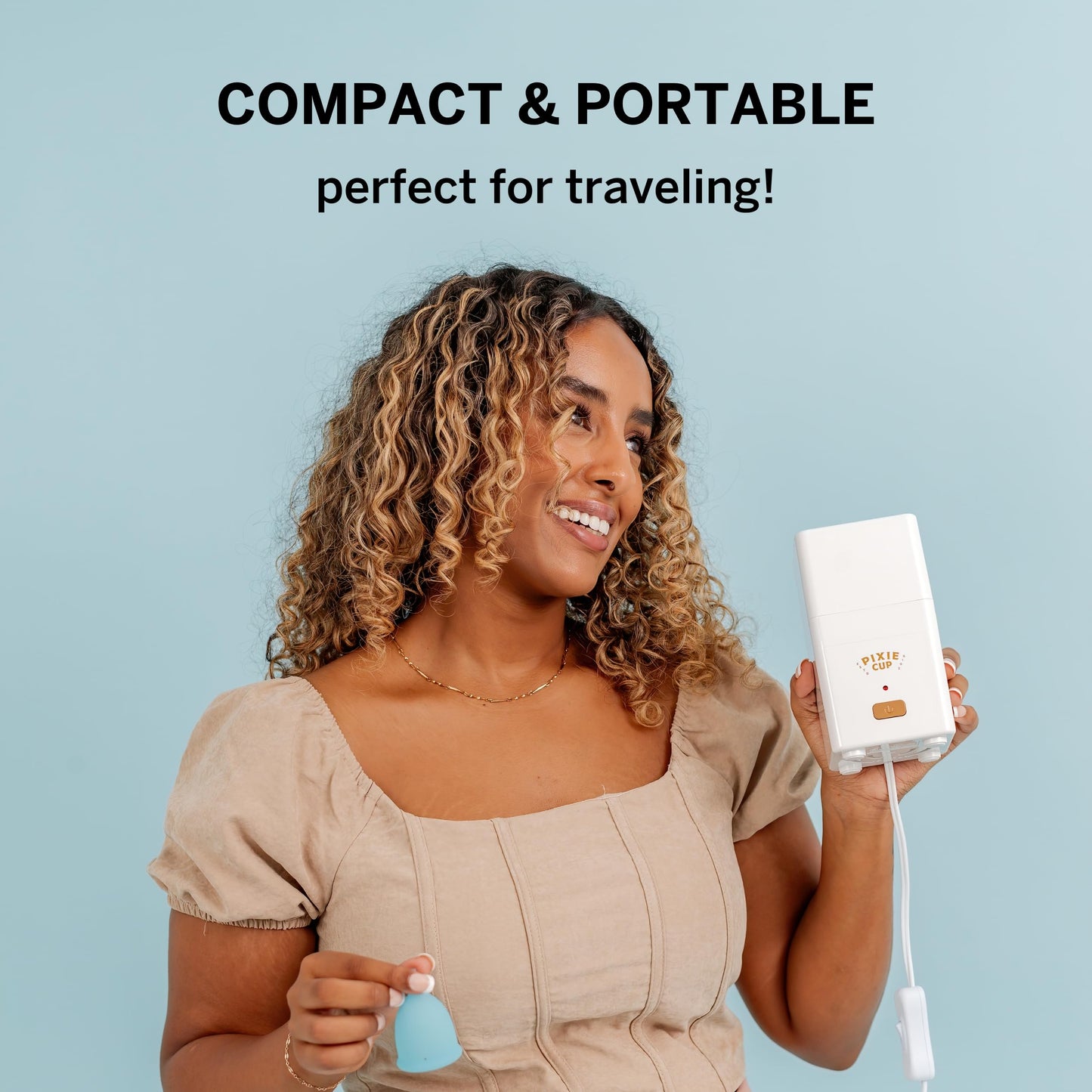 Pixie Menstrual Cup Steam Cleaner - Wash Your Cup + Kill 99.9% of Germs with Cleanser Steam for Feminine Care - 3 Minutes and Your Period Cup is Sterile! Automatic Shut Off - FSA Eligible (White)